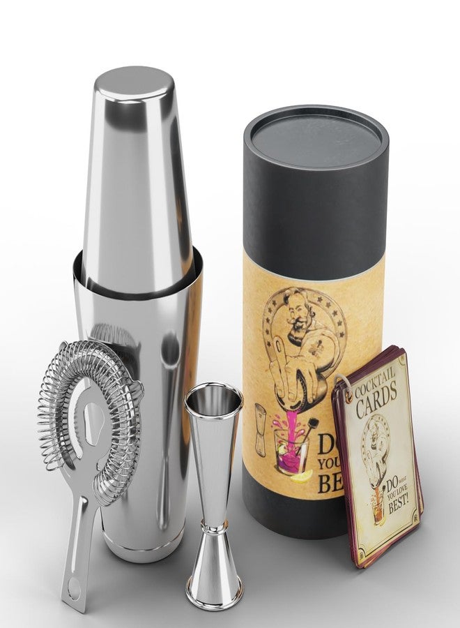 Lifelong 5-Piece Bar Set | Stainless Steel Cocktail Set | Bar Accessories for Home | Includes Cocktail Shaker, Strainer, Jigger, Japanese Jigger Bar Set | Mini Bar Kit for Gifting (Chrome) - Image 1